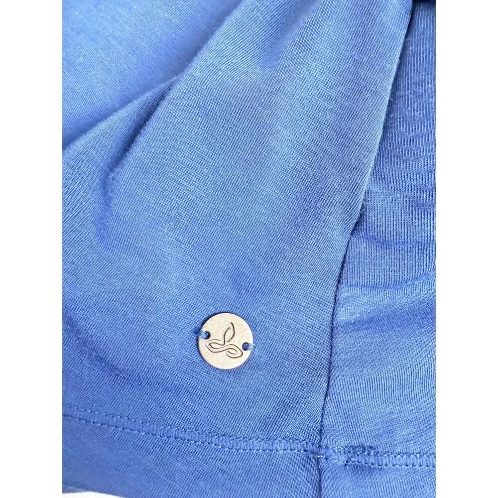 Prana Womens Royal Blue Ruched Racerback Open Back Sleeveless Dress Medium Flaws - Picture 6 of 8